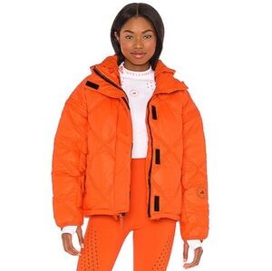 Adidas By Stella McCartney Short Puffer Jacket In Orange Size XS